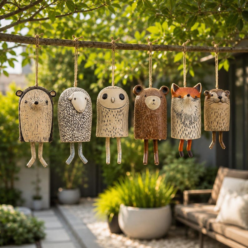 Rustic Woodland Animal Hanging Bells