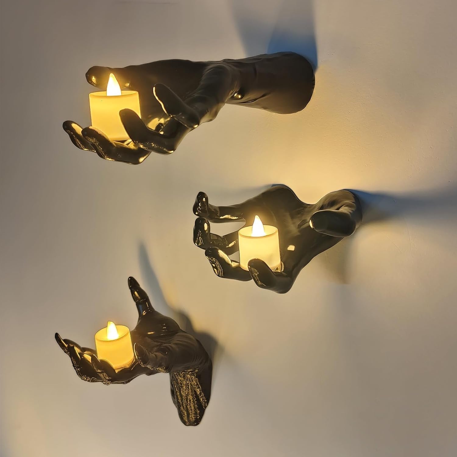 Ghost Hand LED Candle Holder Set – Halloween Gothic Decor (3 Pack)