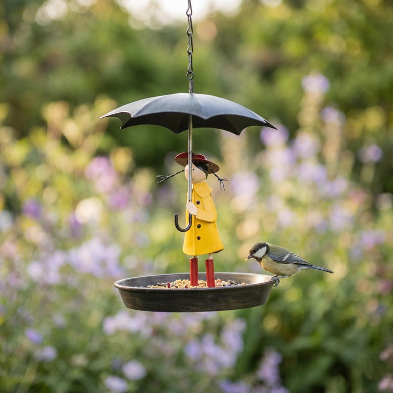Whimsical Umbrella Girl Bird Feeder, Cute Garden Decor & Perfect Gift for Bird Lovers