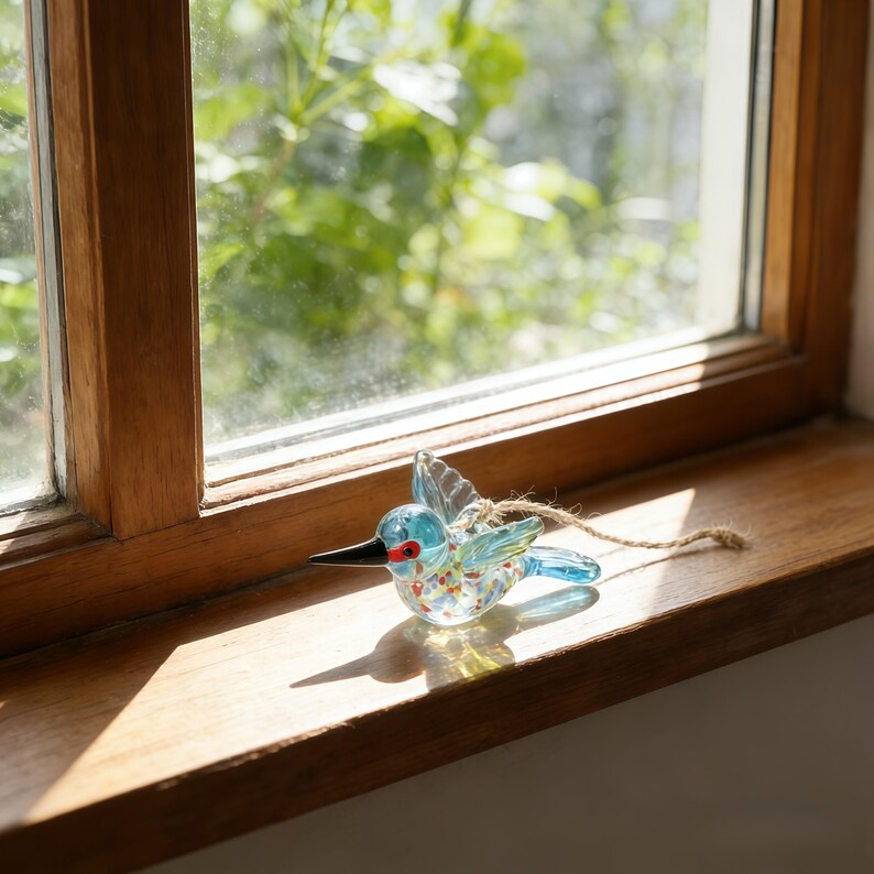 Hand Blown Glass Bird Ornament – Colorful Glass Bird Suncatcher