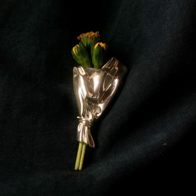 Minimalist Wearable Flower Vase Brooch