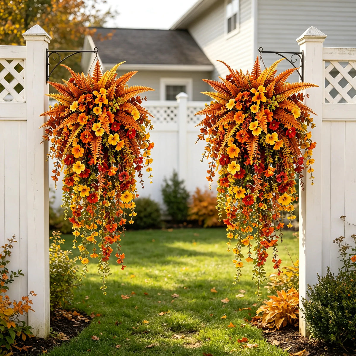 Artificial Fern for Autumn Outdoor Decor– Autumn Porch & Door Decoration