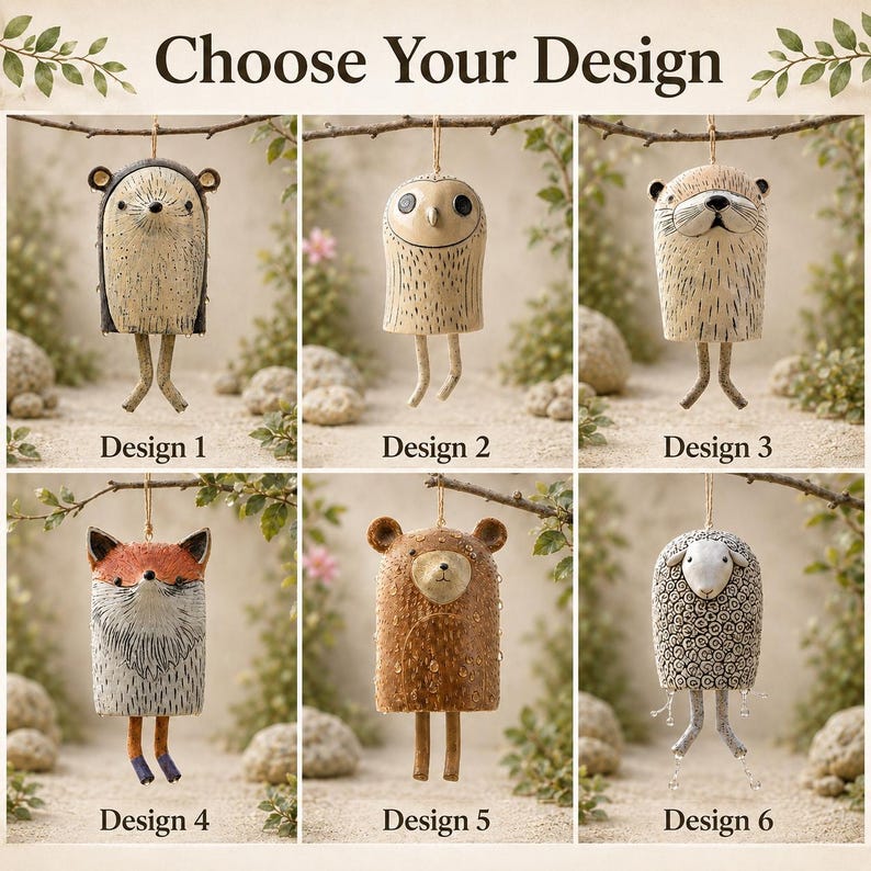 Rustic Woodland Animal Hanging Bells