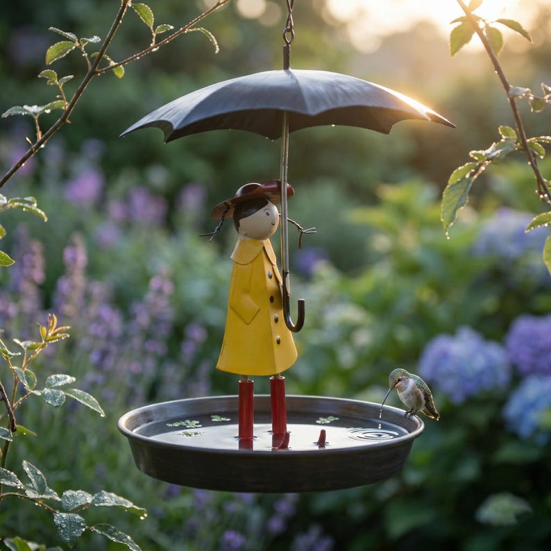 Whimsical Umbrella Girl Bird Feeder, Cute Garden Decor & Perfect Gift for Bird Lovers