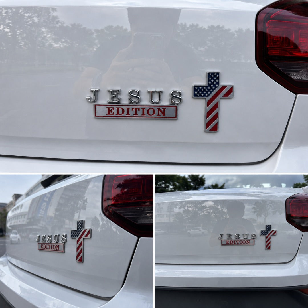 Jesus Cross Car Emblem Metal Badge