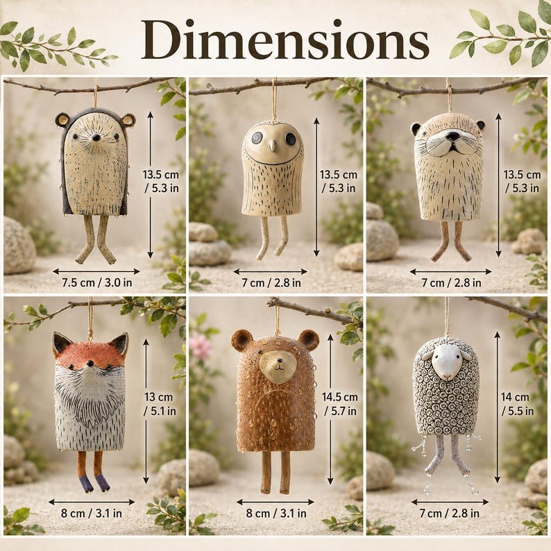 Rustic Woodland Animal Hanging Bells