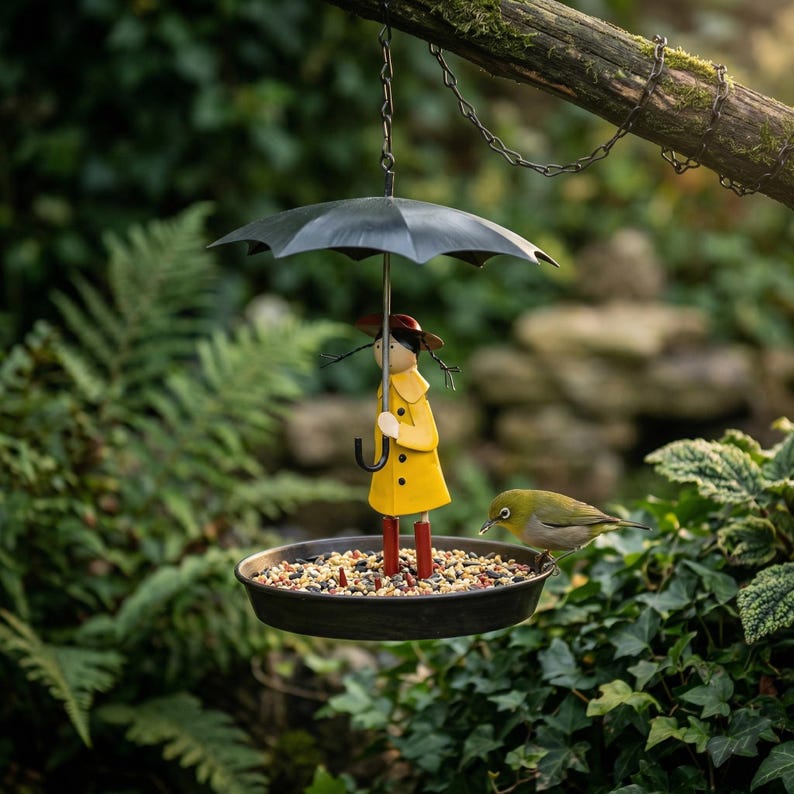 Whimsical Umbrella Girl Bird Feeder, Cute Garden Decor & Perfect Gift for Bird Lovers