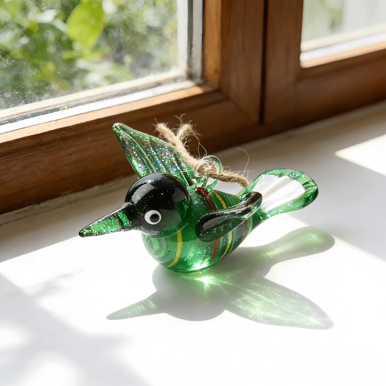Hand Blown Glass Bird Ornament – Colorful Glass Bird Suncatcher