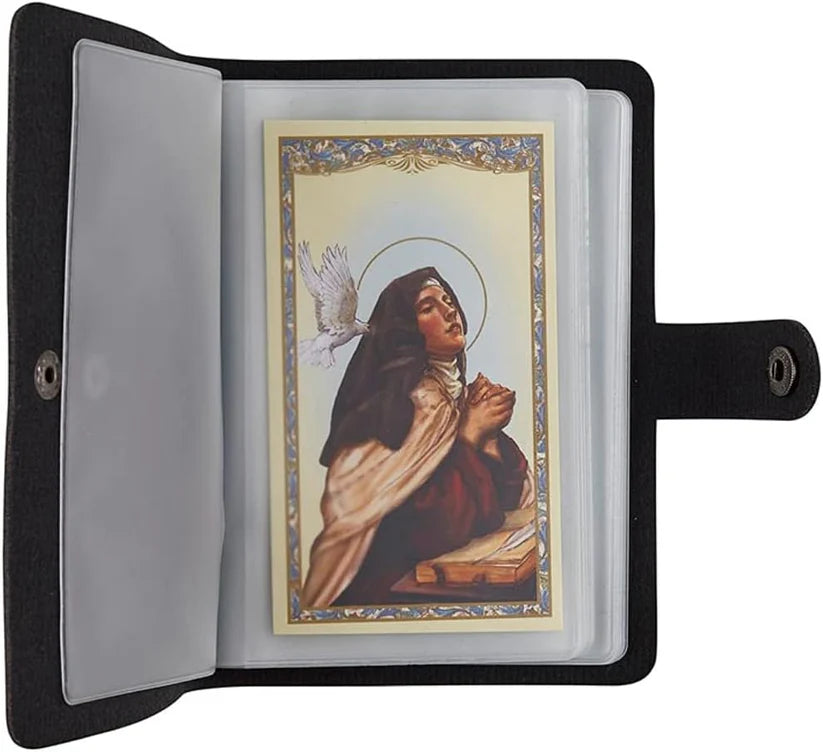 Catholic Leather Holy Card Holder with Snap Closure