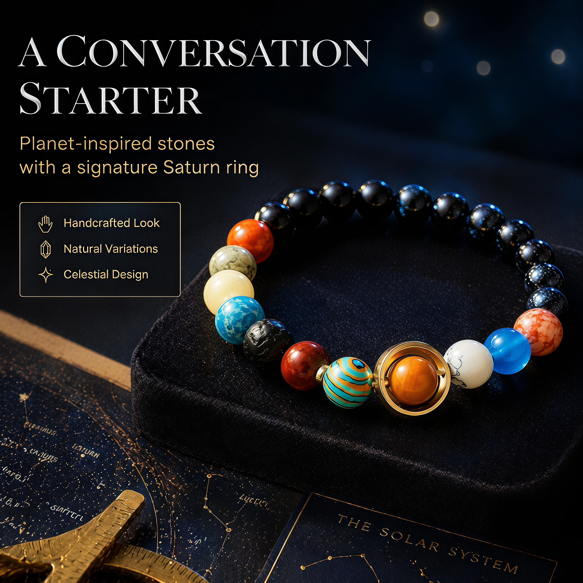 Solar System Bracelet – Natural Stone Galaxy Jewelry Gift
