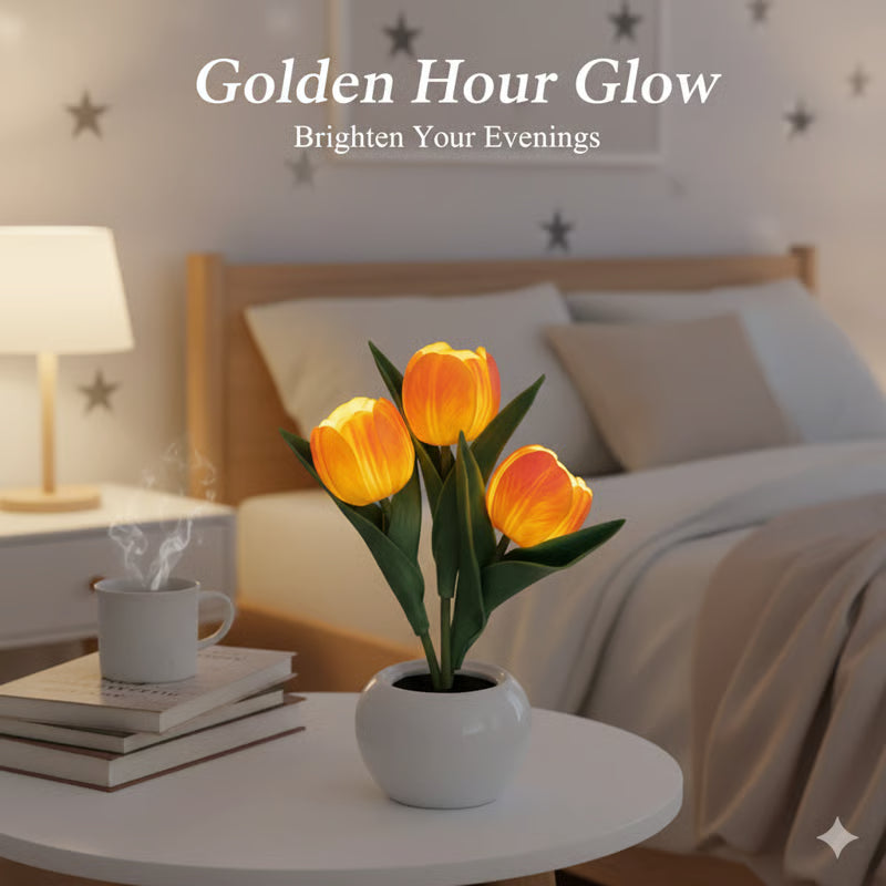 🌷LED Night Light – Tulip Design with Vase