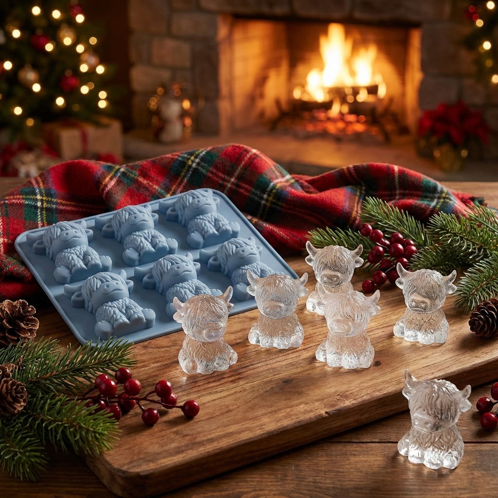 Mini Highland Cow Ice Cube & Dessert Mold Cute 3D Ice for Drinks