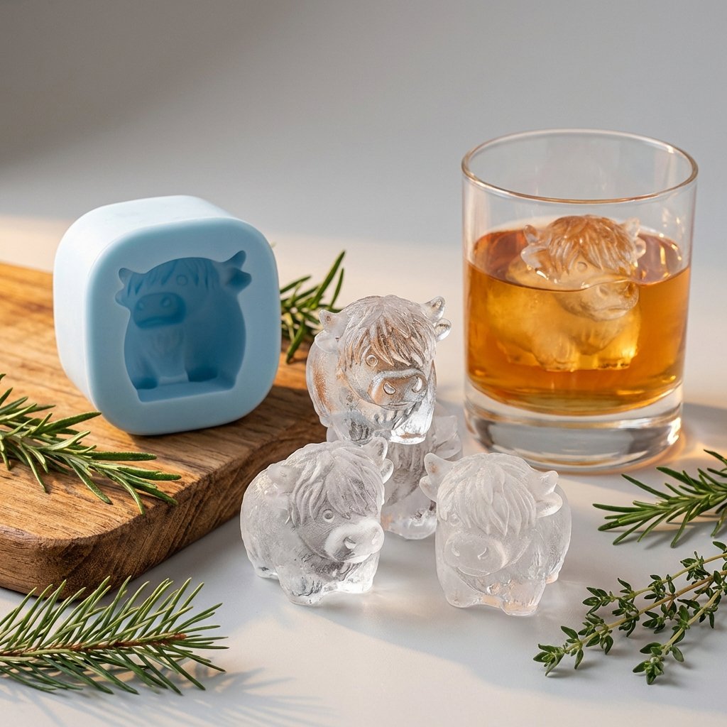 Mini Highland Cow Ice Cube & Dessert Mold Cute 3D Ice for Drinks