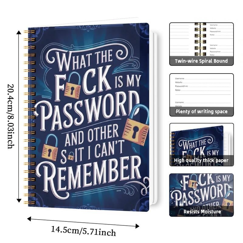 Funny Password Notebook- Spiral Bound