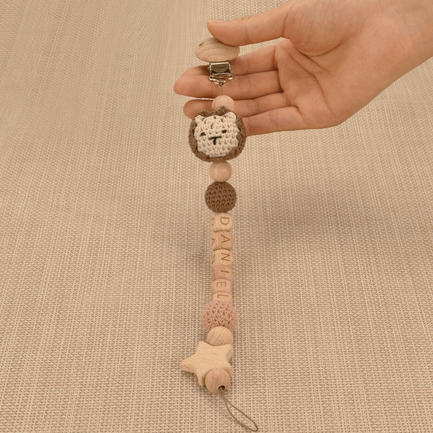 Personalized Baby Pacifier Crocheted Animal Clip