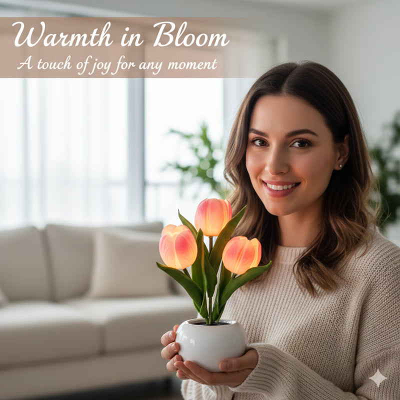 🌷LED Night Light – Tulip Design with Vase