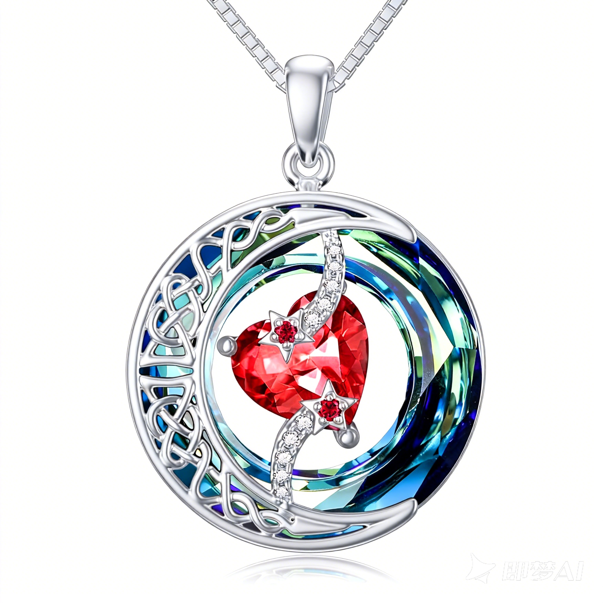 Collier Pierre de Naissance Pendentif Lune et Étoile Bijoux Lune