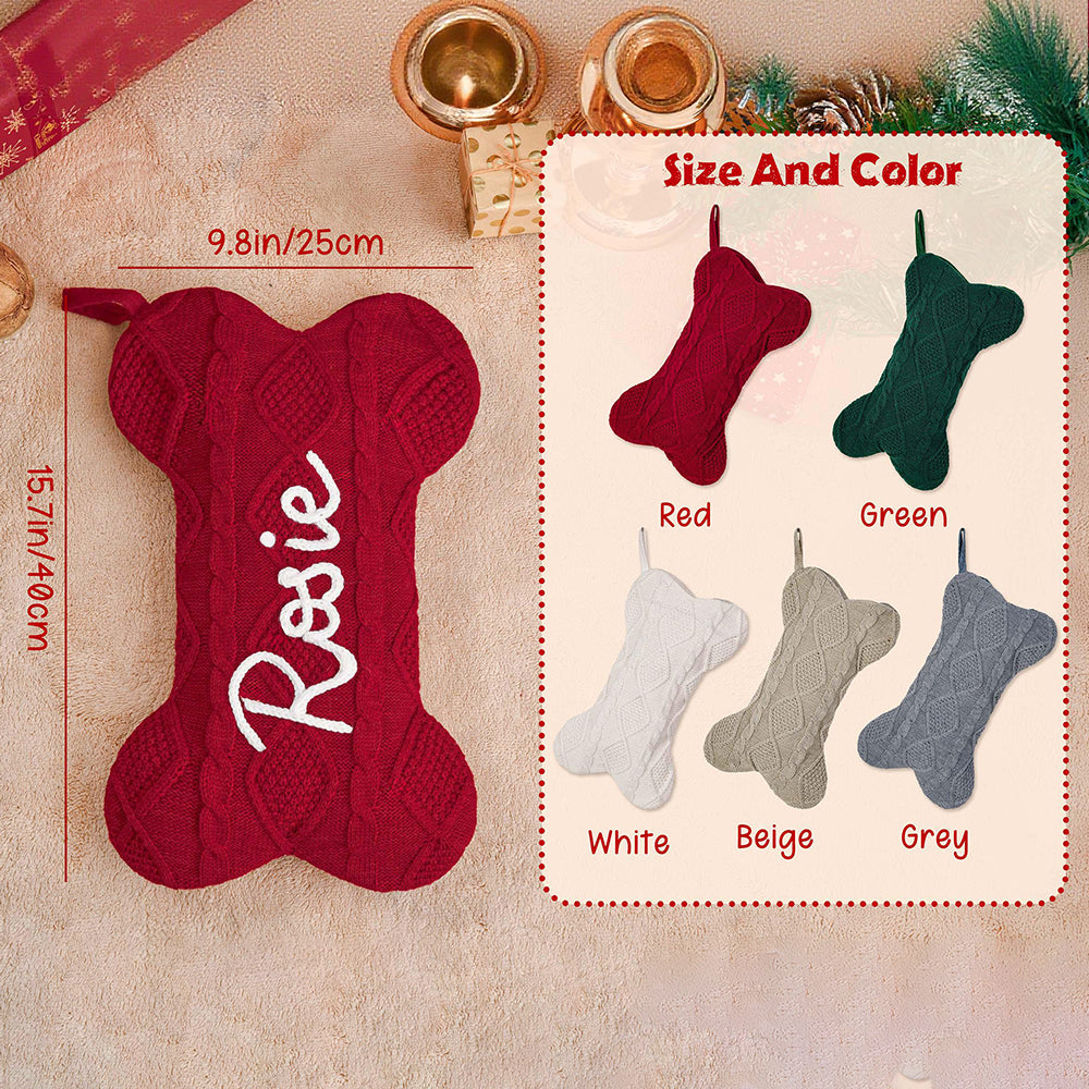 Personalized Hand-embroidery Dog Bone Christmas Stocking