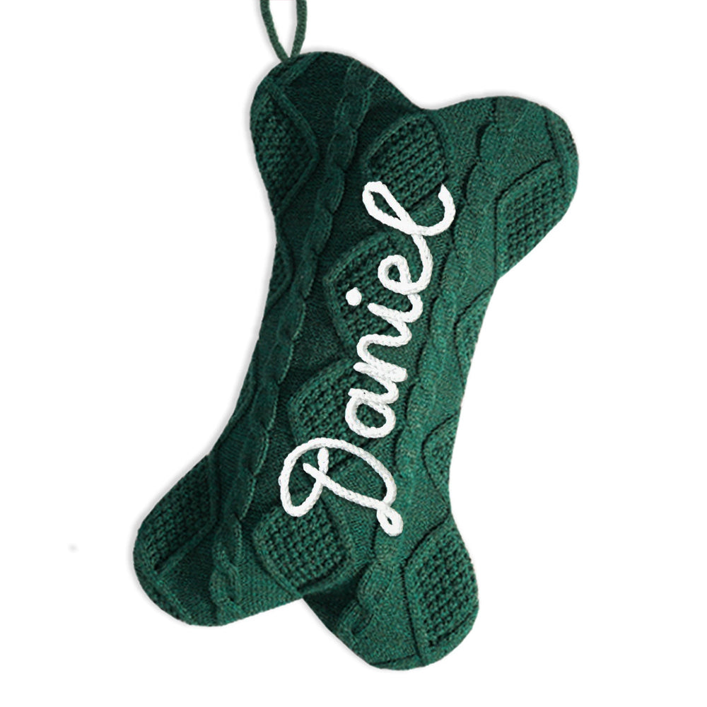 Personalized Hand-embroidery Dog Bone Christmas Stocking