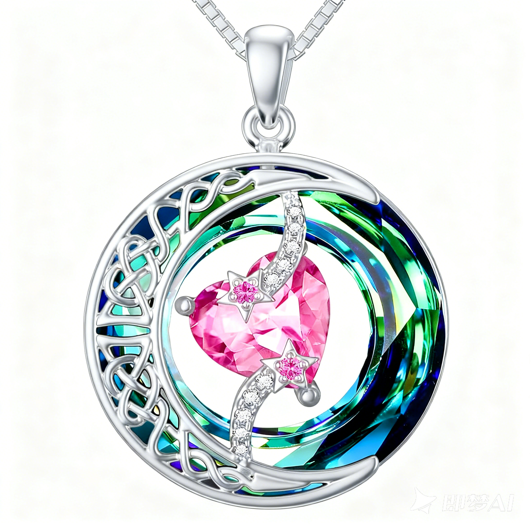 Collier Pierre de Naissance Pendentif Lune et Étoile Bijoux Lune