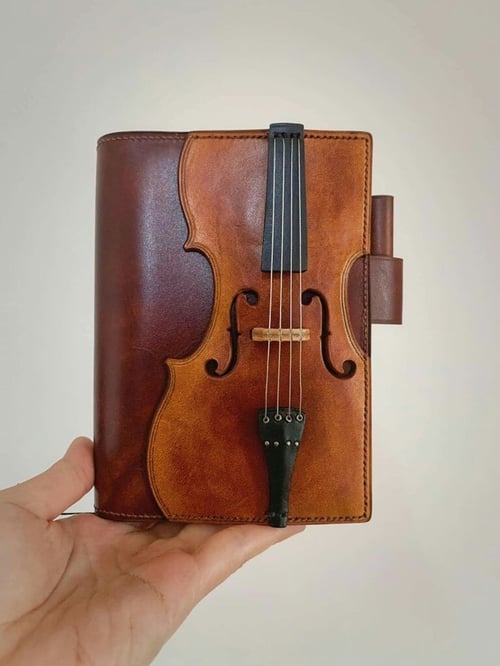 Vintage Violin Leather Journal Notebook