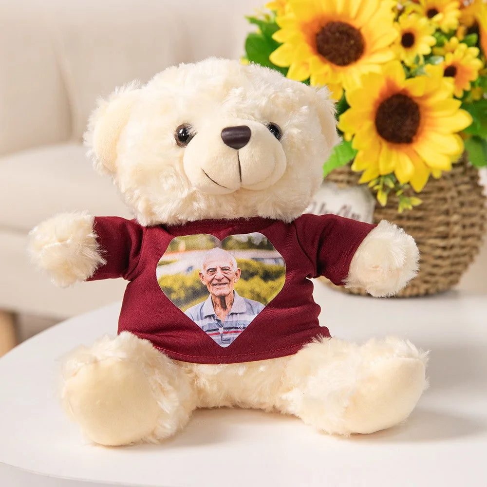 Personalized Memory Bear with Photo, Remembrance Bear Plush Stuffed Animal