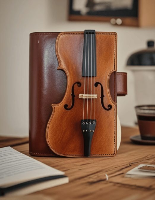 Vintage Violin Leather Journal Notebook