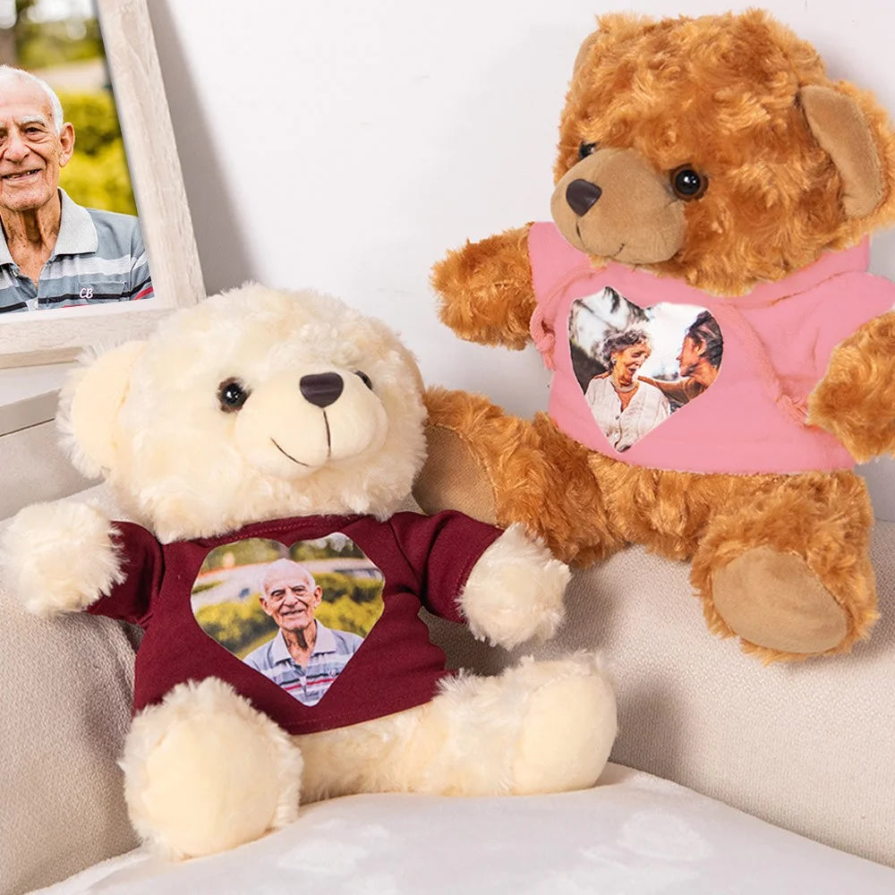Personalized Memory Bear with Photo, Remembrance Bear Plush Stuffed Animal