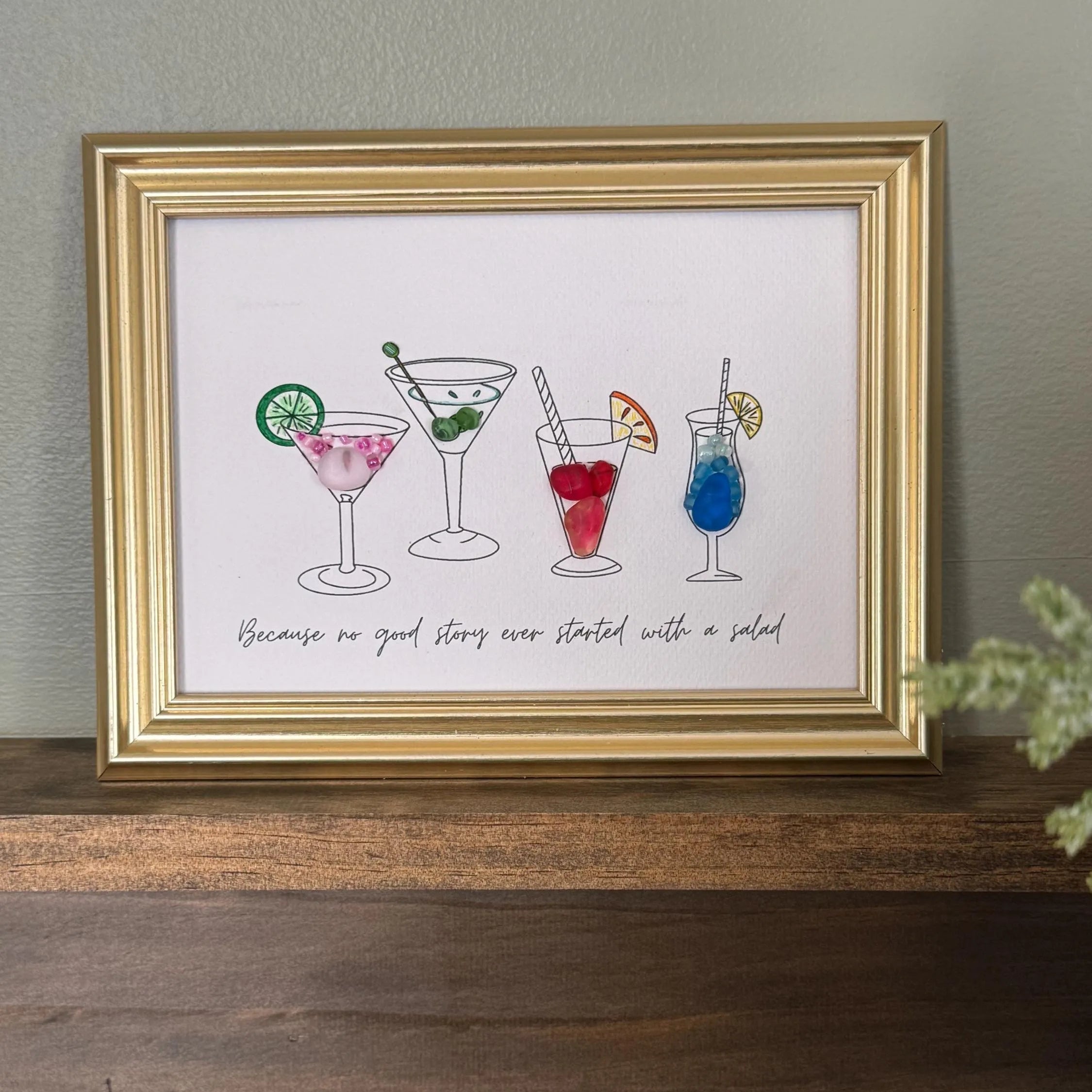 Cocktail Sea Glass Framed Art