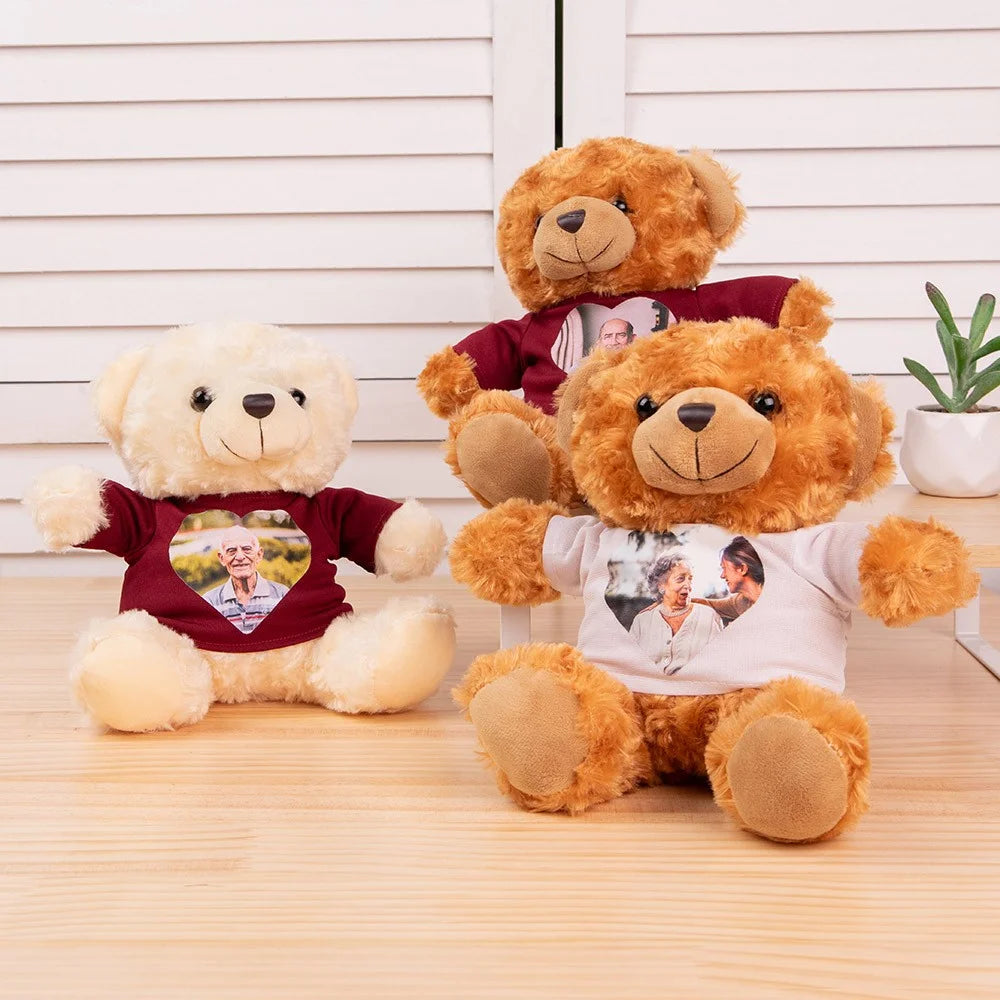 Personalized Memory Bear with Photo, Remembrance Bear Plush Stuffed Animal