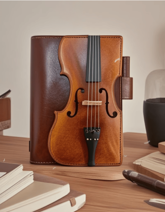 Vintage Violin Leather Journal Notebook