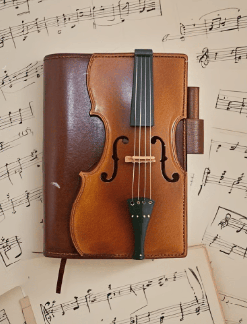 Vintage Violin Leather Journal Notebook