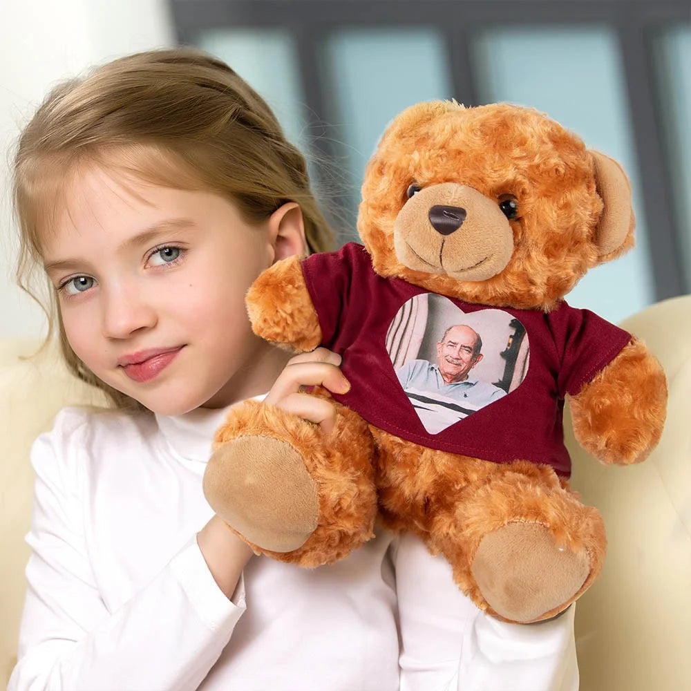 Personalized Memory Bear with Photo, Remembrance Bear Plush Stuffed Animal