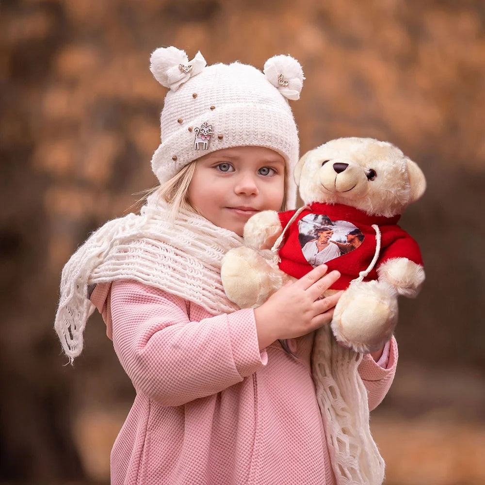 Personalized Memory Bear with Photo, Remembrance Bear Plush Stuffed Animal