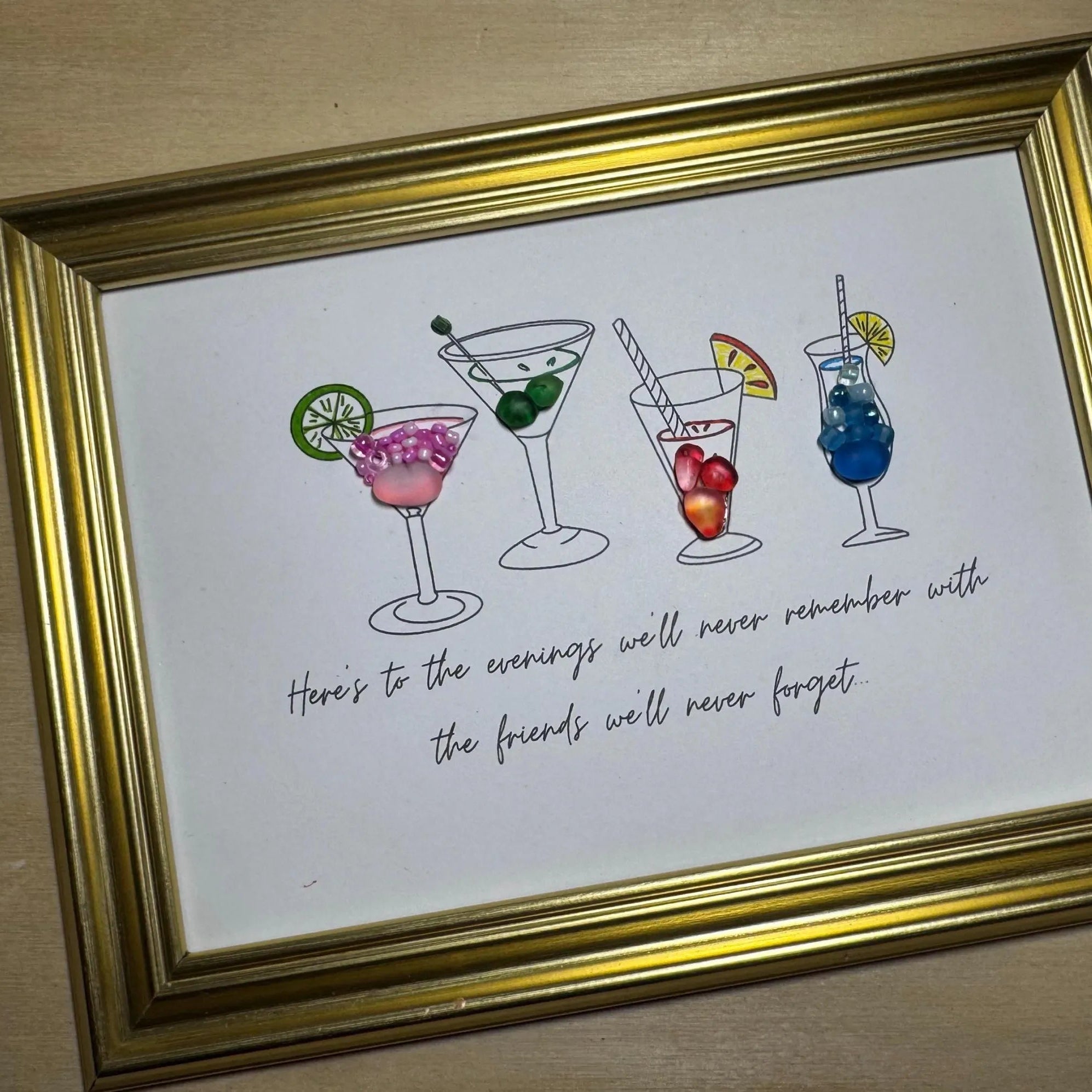 Cocktail Sea Glass Framed Art