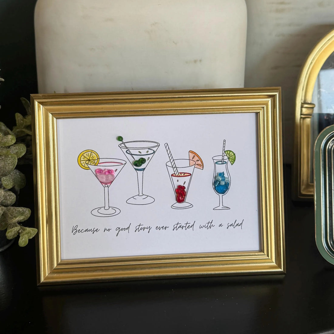 Cocktail Sea Glass Framed Art