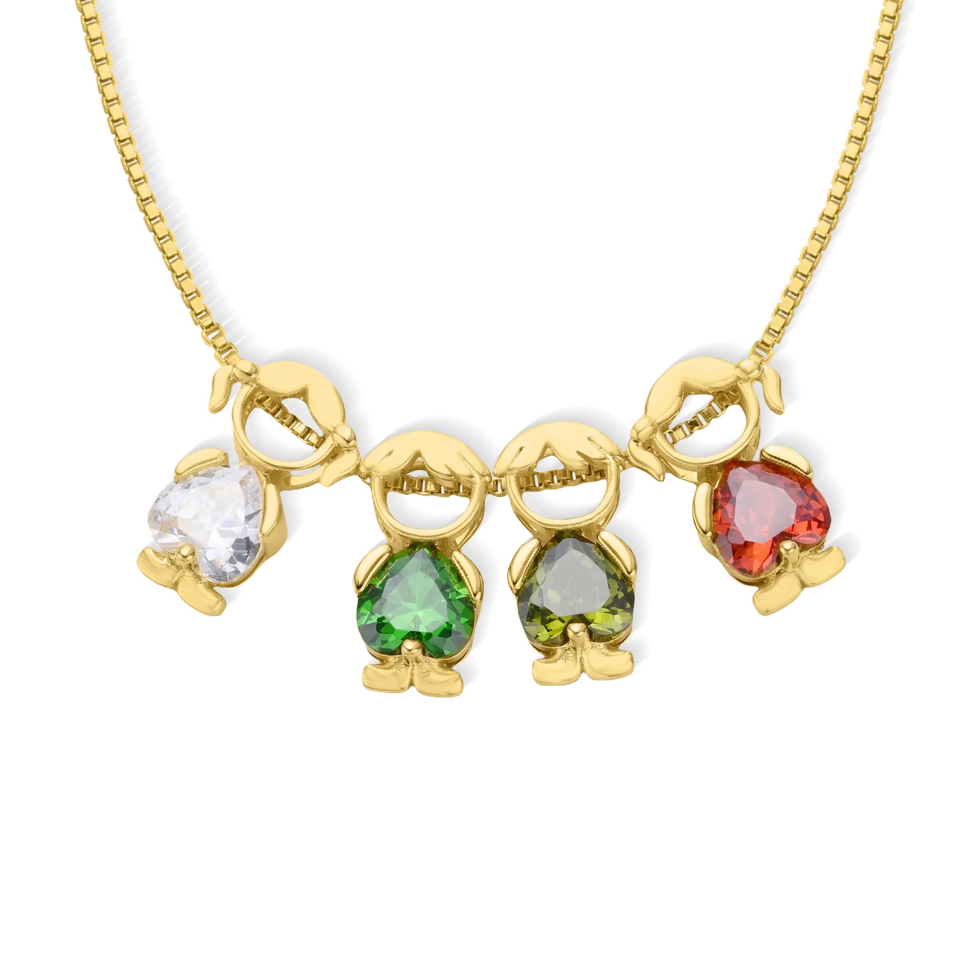 Custom Birthstone Mom Necklace with Boy Girl Charms, New Mom Present