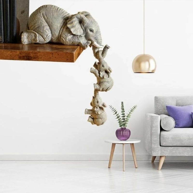 🔥Ensemble de figurines éléphant et bébé éléphant en résine
