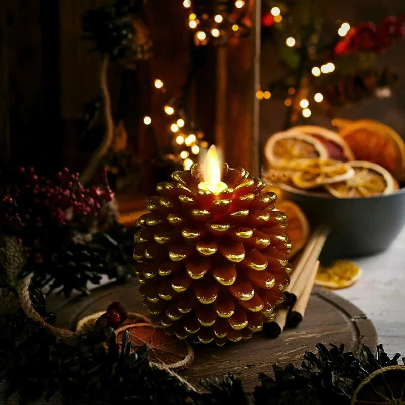 Flameless Pinecone Candles