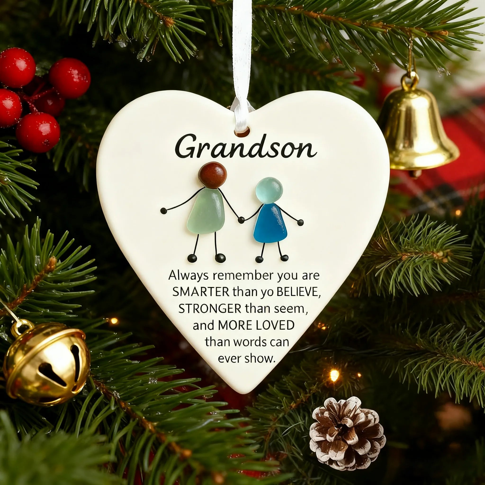 To My Grandson Sea Glass Ornament