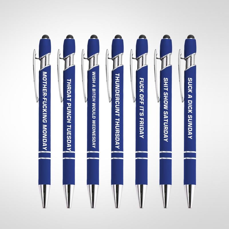 Lot de 7 stylos bille en métal avec citations amusantes anti-stress (7 pièces)
