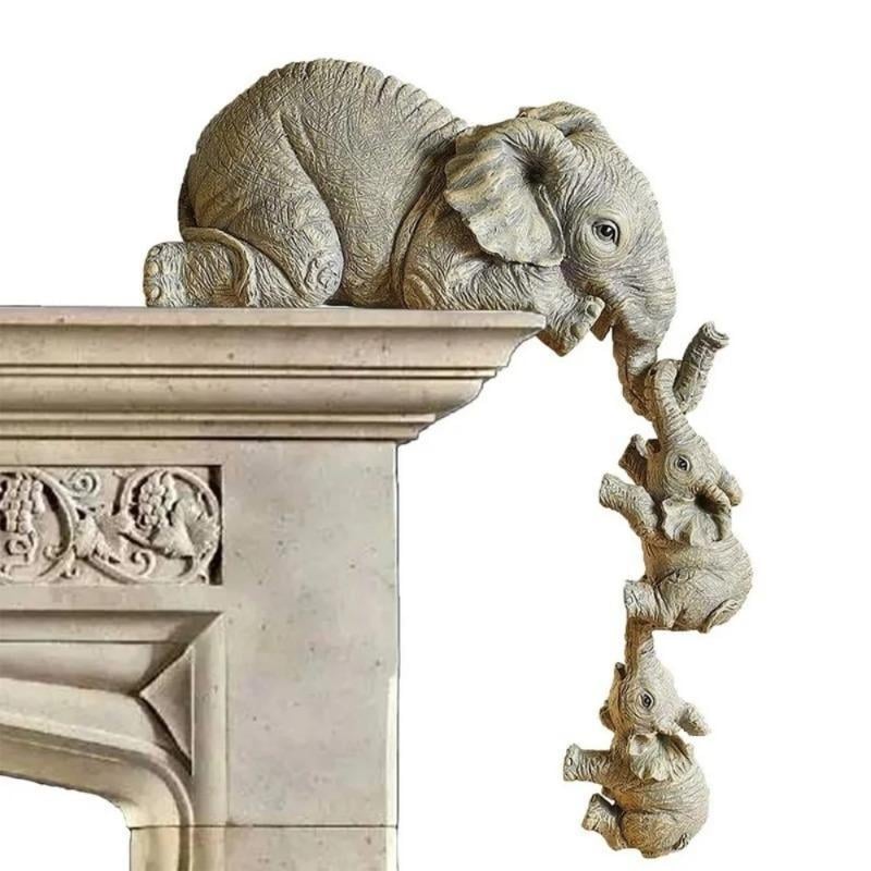 🔥Ensemble de figurines éléphant et bébé éléphant en résine