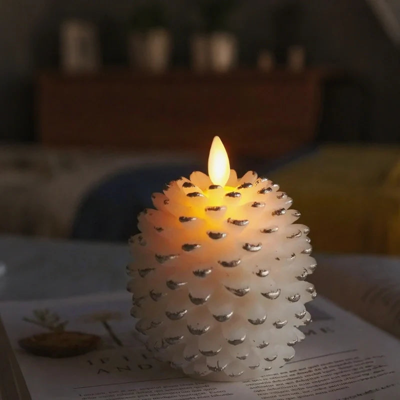 Flameless Pinecone Candles