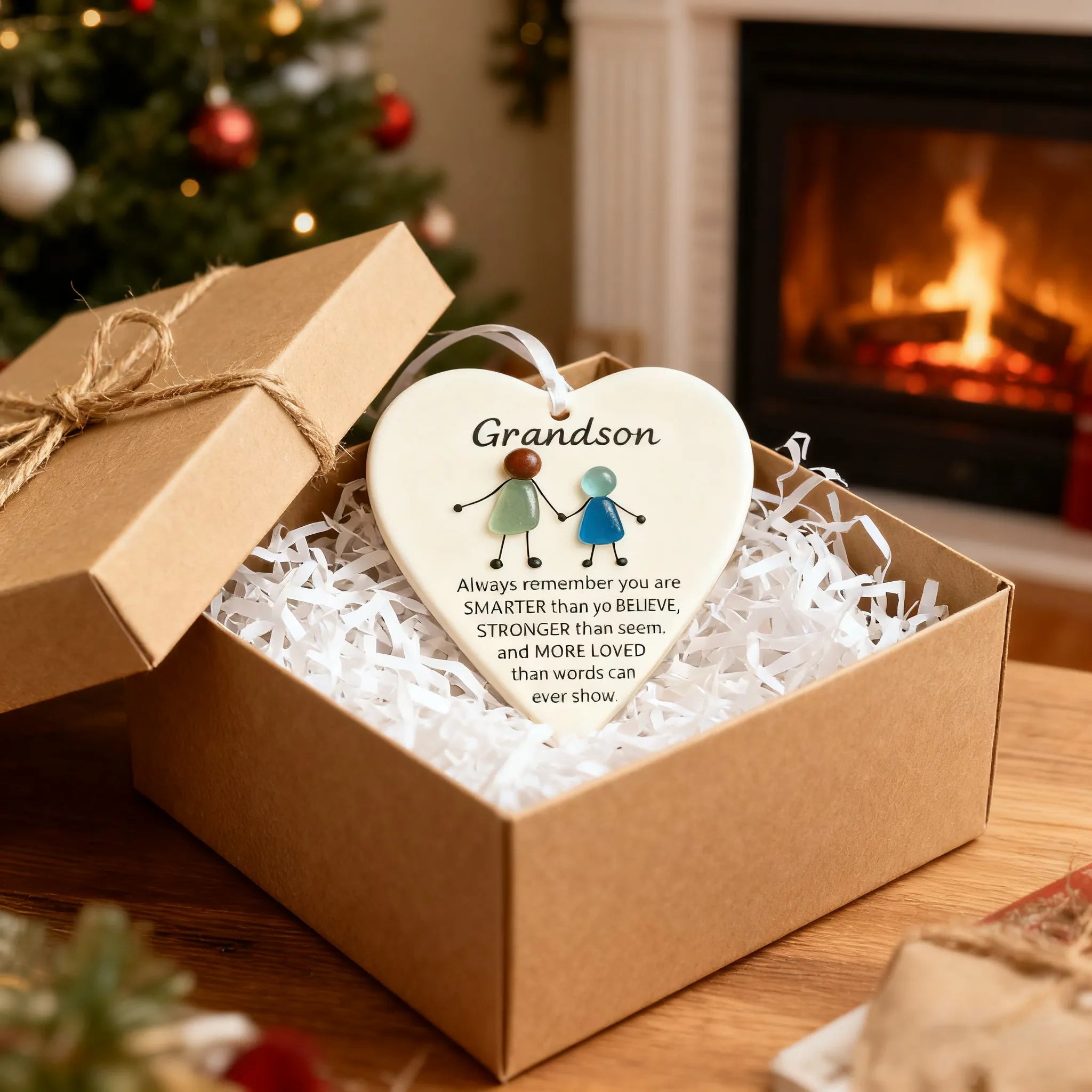 To My Grandson Sea Glass Ornament