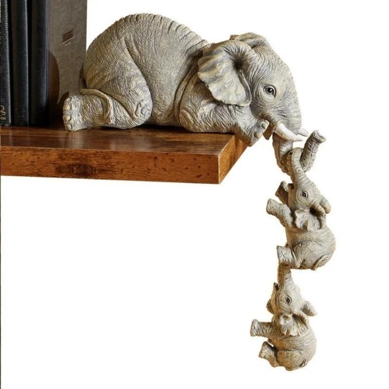 🔥Ensemble de figurines éléphant et bébé éléphant en résine