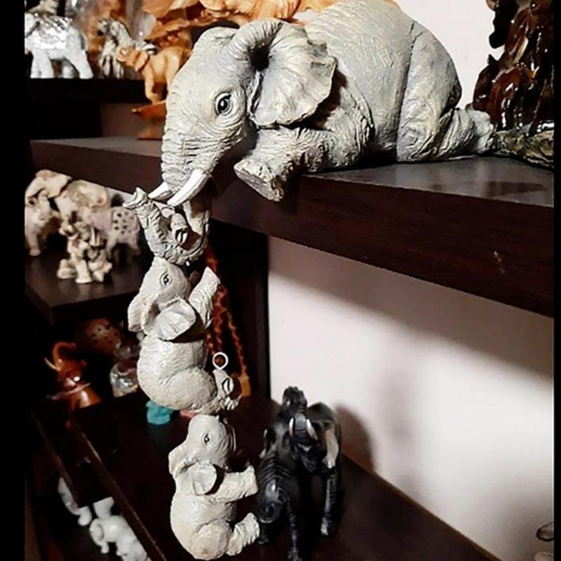 🔥Ensemble de figurines éléphant et bébé éléphant en résine