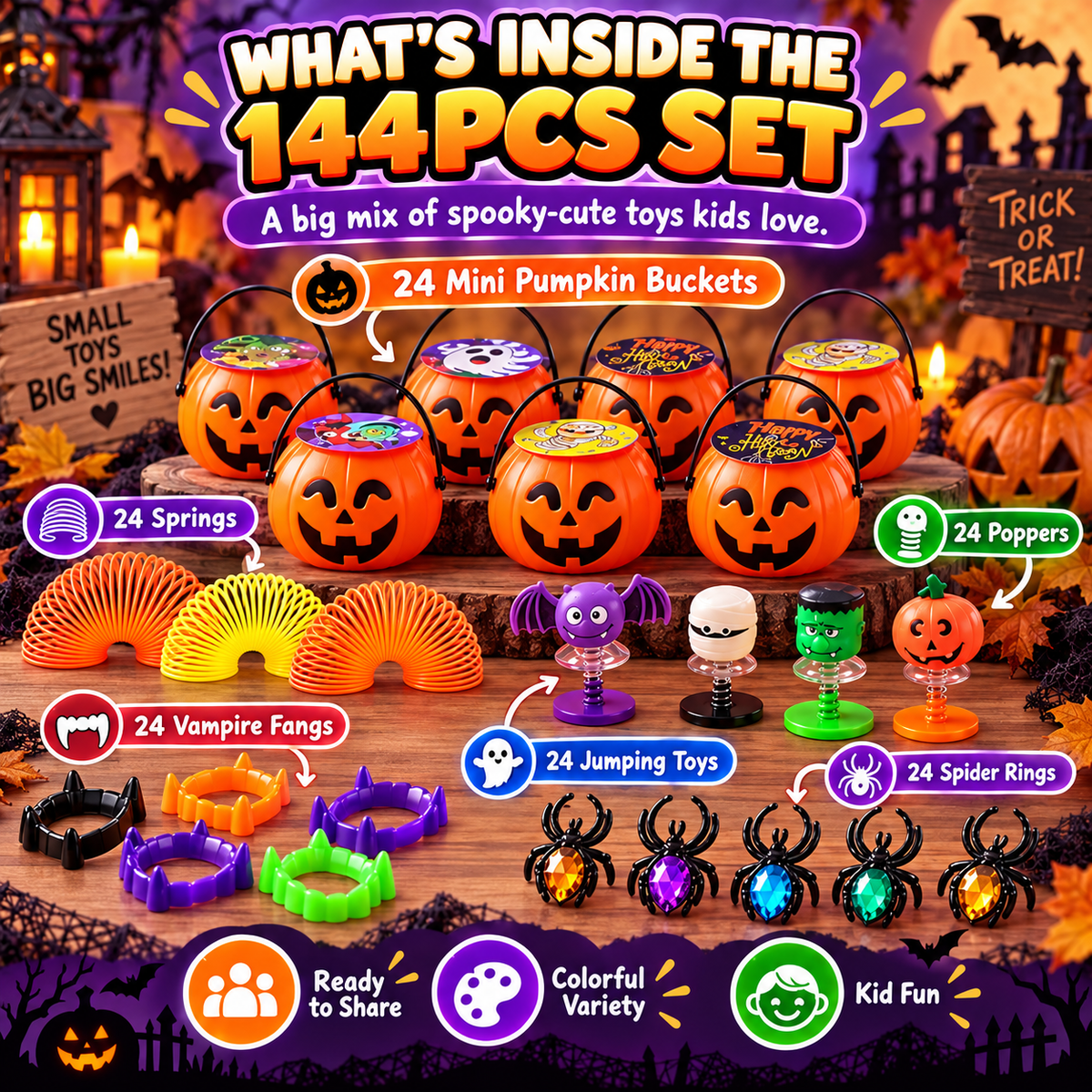 144PCS Halloween Toy and Gift Set for Kids