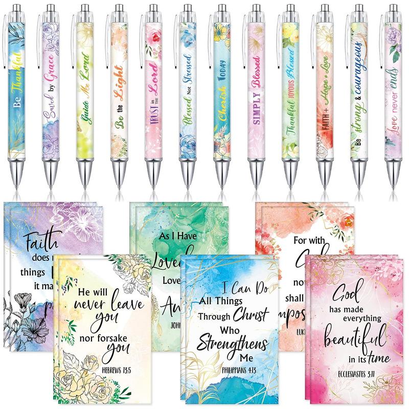 Ensemble de cadeaux chrétiens : Stylos de motivation et carnets de versets bibliques