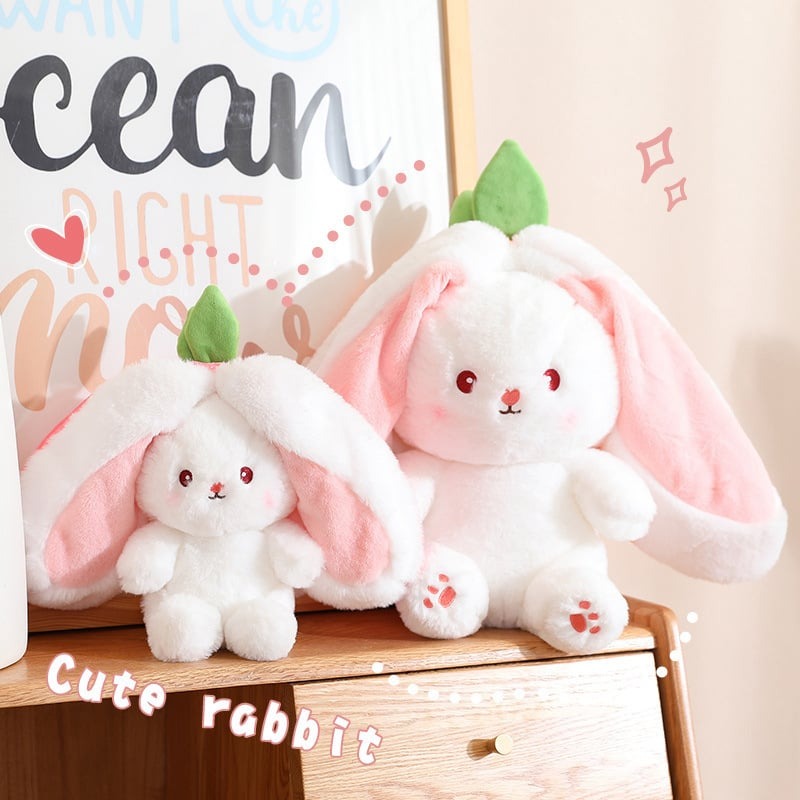 Strawberry Bunny Transformed into Little Rabbit🎀 Fruit Doll Plush Toy🐰