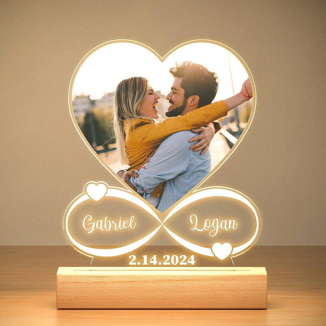 Personalized Photo Frame with Night Light – A Custom Heart  Picture Frame Gift for Anniversary, Valentine’s Day, Christmas, or Any Special Moment.